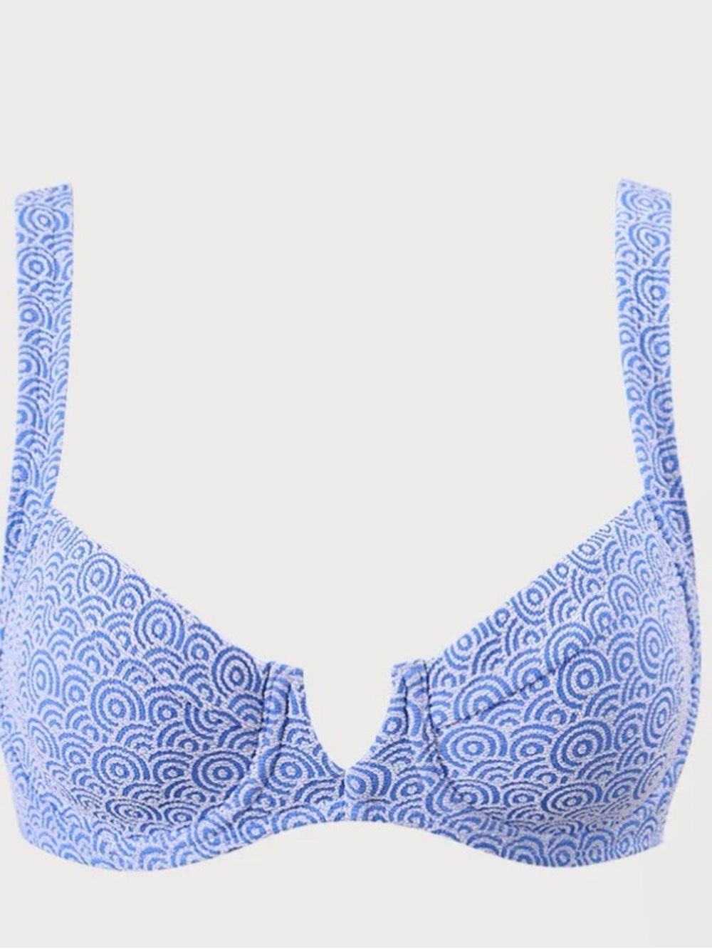 Textured Light Blue Underwire Bikini Top with Supportive Straps - Picture 2 of 4